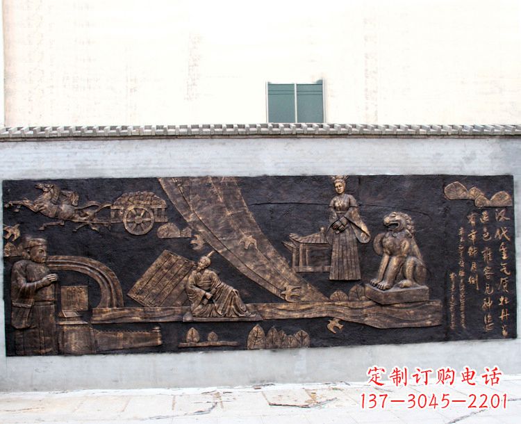 莆田“汉代重气质，牡丹留正色”中国传统文化浮雕壁画，玻璃钢仿铜园林墙壁装饰壁画