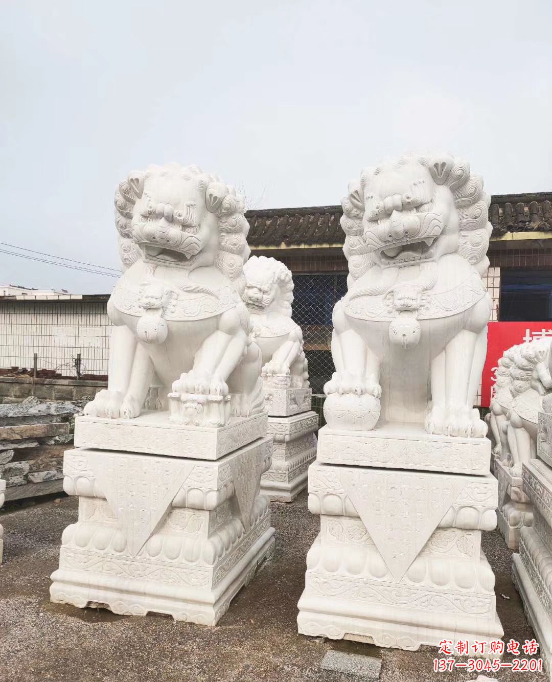 莆田3米高汉白玉狮子 镇宅 动物雕塑