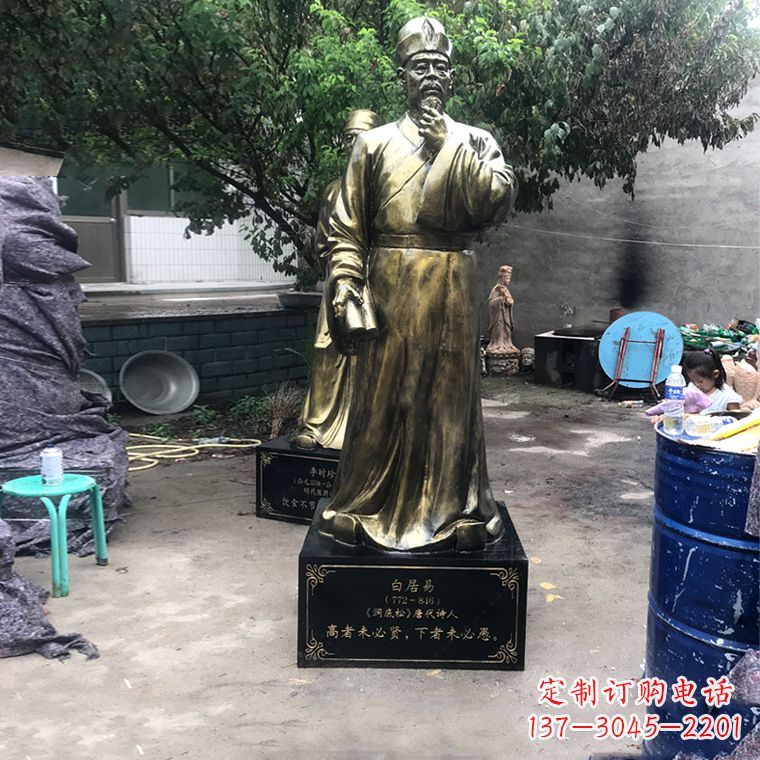 莆田白居易仿铜雕像经典中国古代诗人的艺术再现