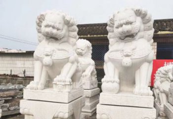 莆田3米高汉白玉狮子 镇宅 动物雕塑