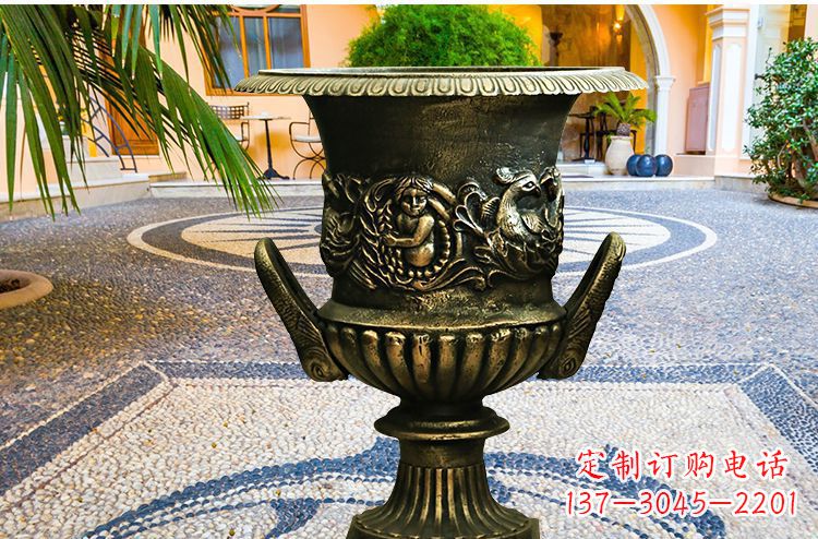 莆田别墅花盆铜雕