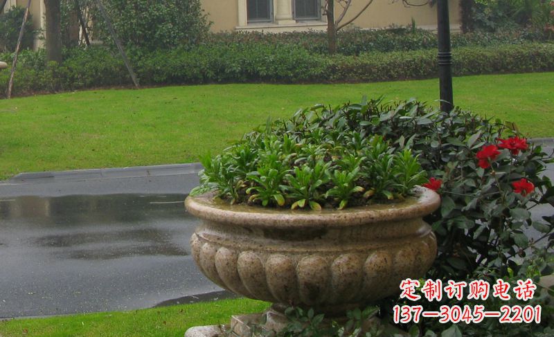 莆田别墅景观大理石花盆石雕 (4)