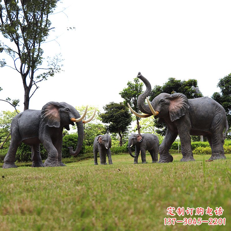 莆田玻璃钢大象雕塑传承古老文化，点缀园林景观