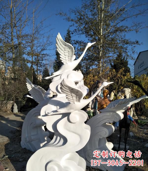 莆田玻璃钢公园海浪天鹅雕塑