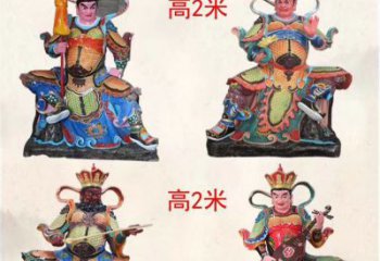 莆田玻璃钢彩绘四大天王雕塑宏伟壮观的艺术珍品