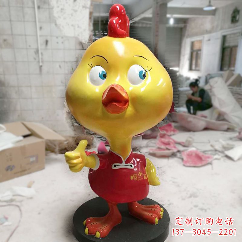 莆田玻璃钢卡通小鸡商场卖场美陈雕塑