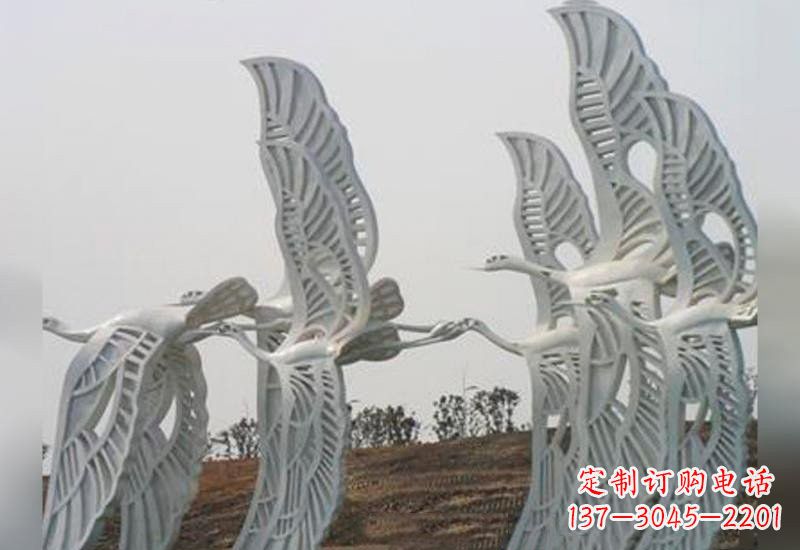 莆田不锈钢抽象飞翔的仙鹤雕塑