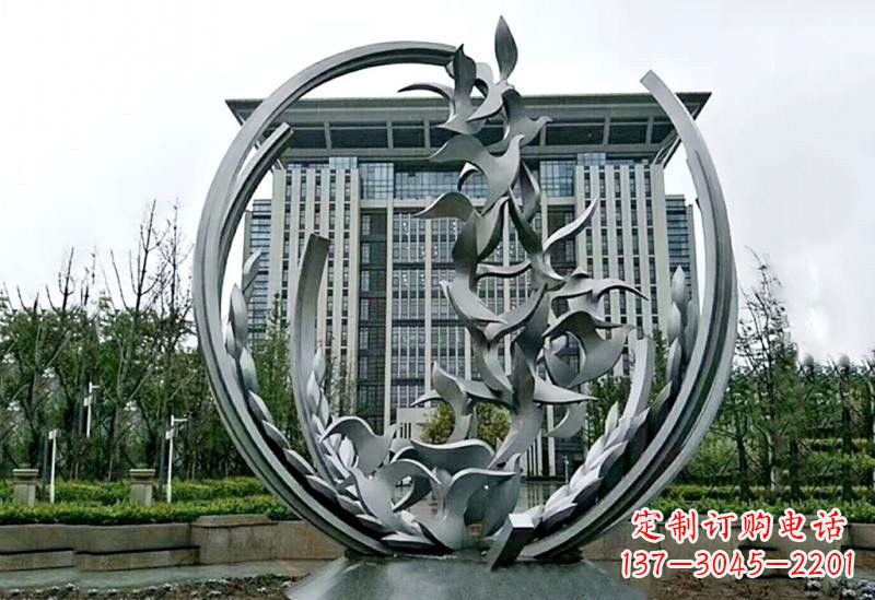 莆田不锈钢抽象和平鸽橄榄枝雕塑
