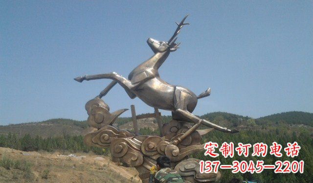 莆田不锈钢动物飞奔的鹿雕塑