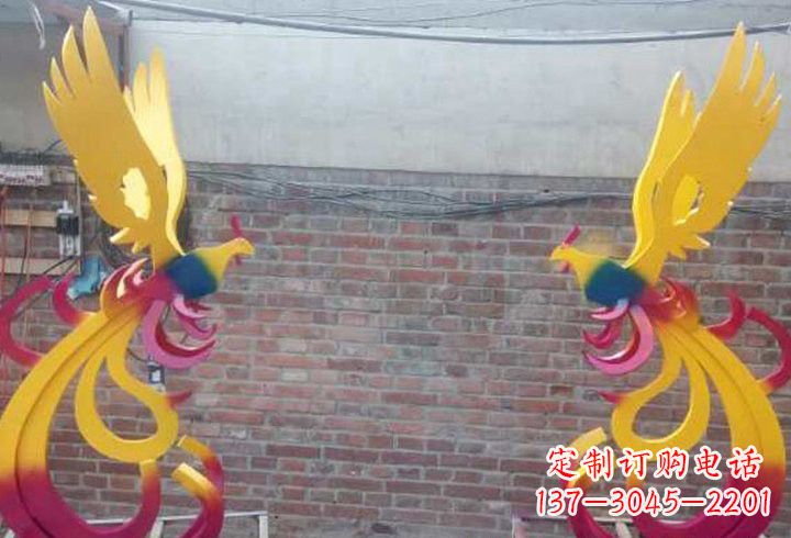 莆田不锈钢公园彩色凤凰雕塑