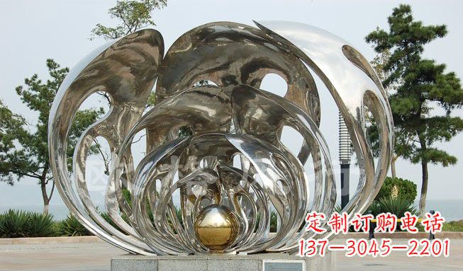 莆田不锈钢公园抽象贝壳珍珠雕塑