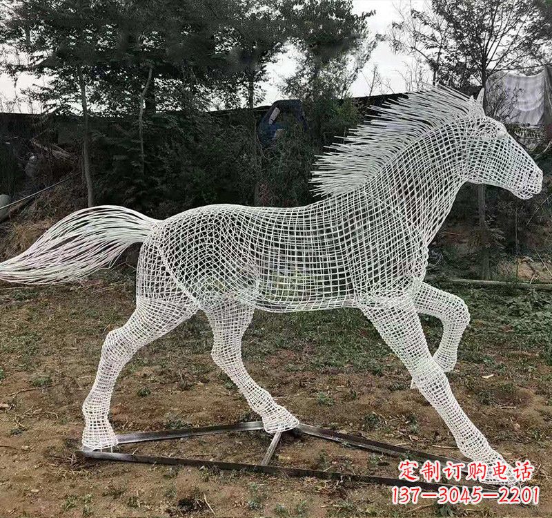 莆田不锈钢公园镂空奔马雕塑