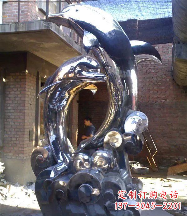 莆田不锈钢海豚美观动态的雕塑