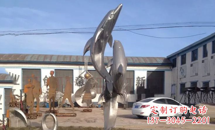 莆田不锈钢海豚嬉戏雕塑精美的艺术视觉