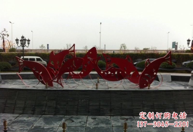 莆田不锈钢剪纸红鲤鱼雕塑