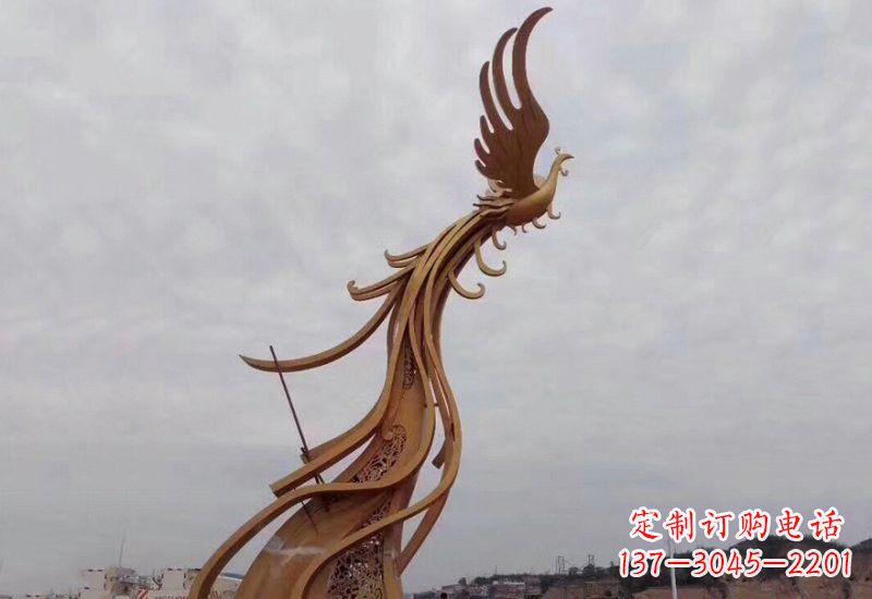 莆田不锈钢金凤凰雕塑2