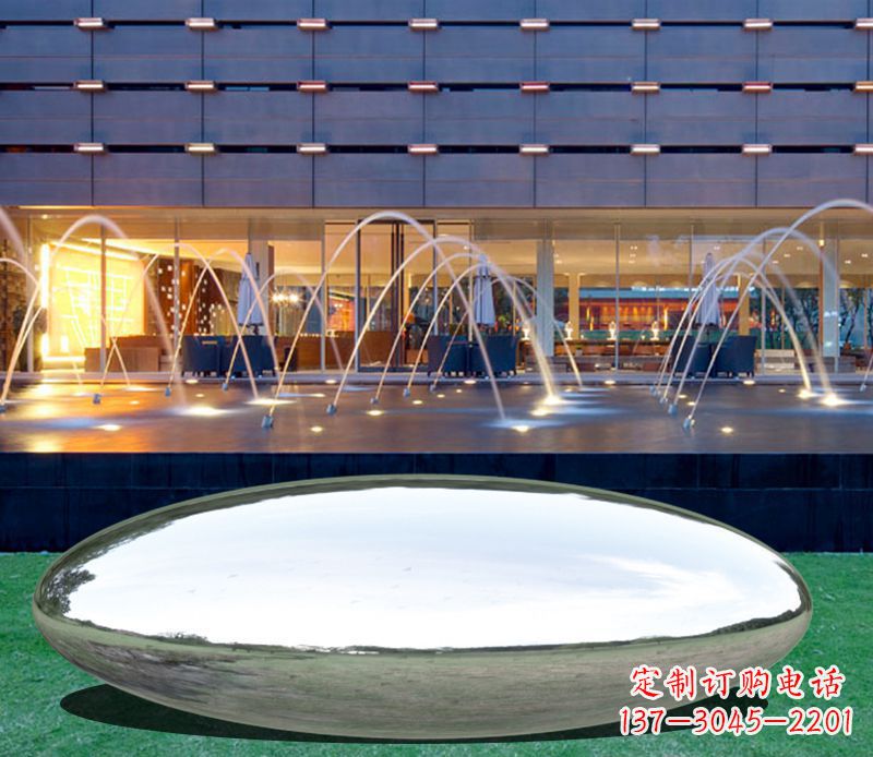 莆田不锈钢镜面鹅卵石广场雕塑