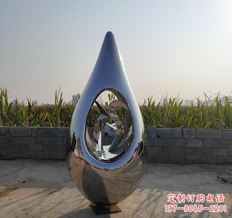 莆田不锈钢水滴雕塑展现自然之美