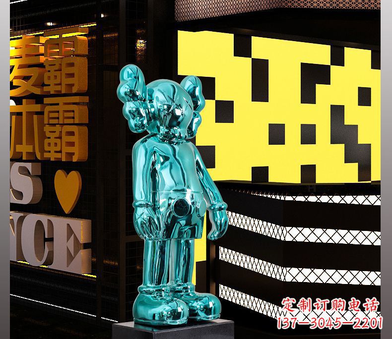 莆田不锈钢蓝色机器人雕塑引领未来的艺术品