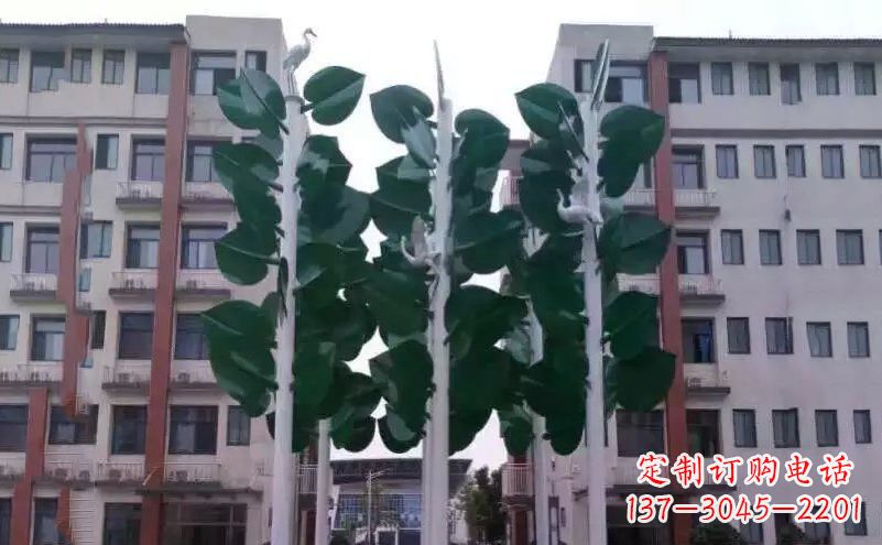 莆田浓郁绿意,不锈钢树叶雕塑