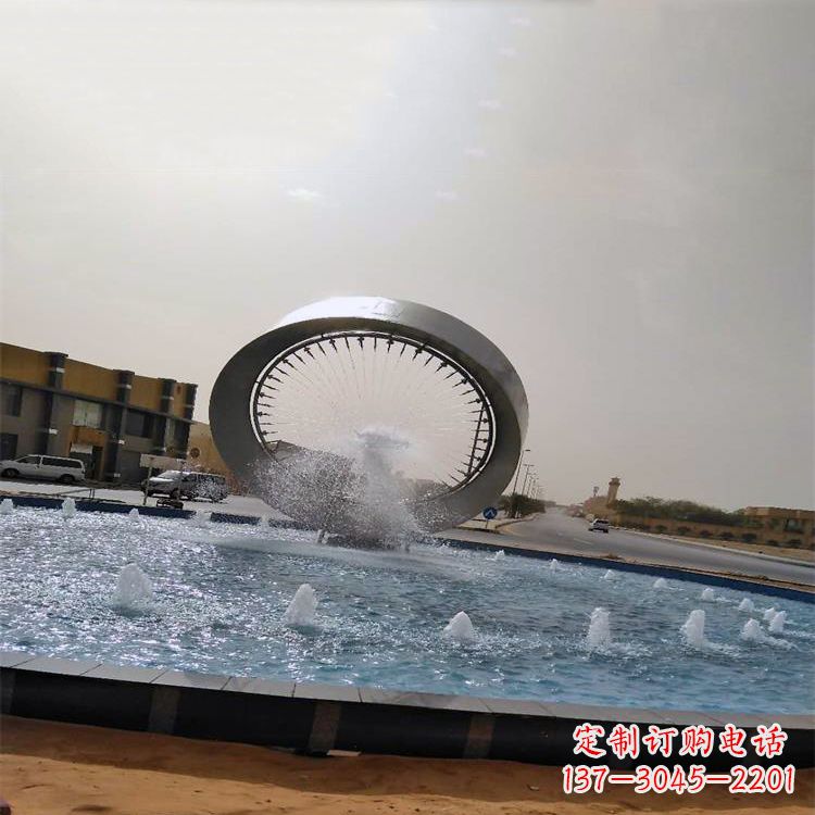 莆田不锈钢喷泉水景环形雕塑