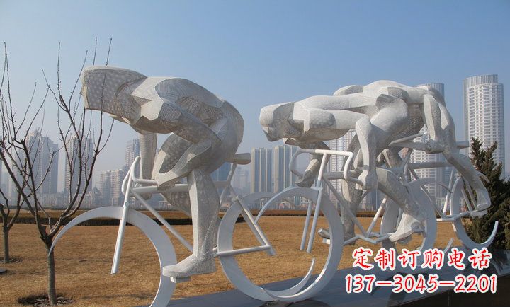 莆田展现运动风采的不锈钢自行车雕塑