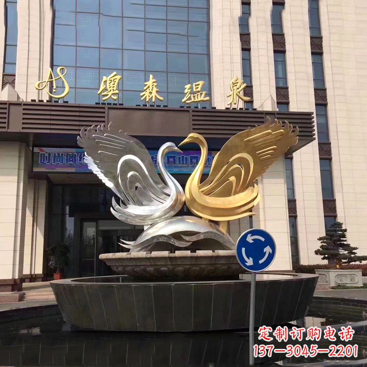 莆田高贵而优雅不锈钢天鹅雕塑