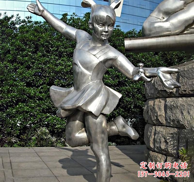 莆田不锈钢跳舞儿童人物雕塑