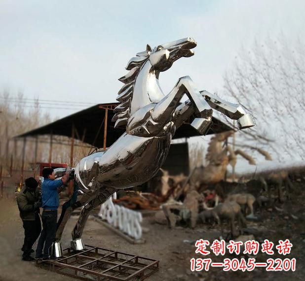 莆田不锈钢现代动物马雕塑