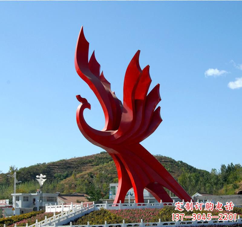莆田不锈钢现代凤凰雕塑——给都市带来灵动之美