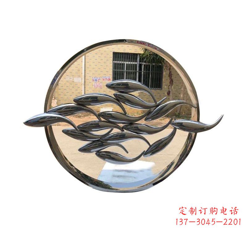 莆田不锈钢小区抽象鱼和圆环雕塑