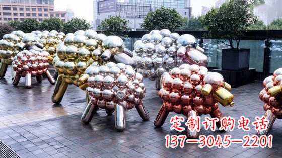 莆田不锈钢小羊肖恩抽象动物雕塑