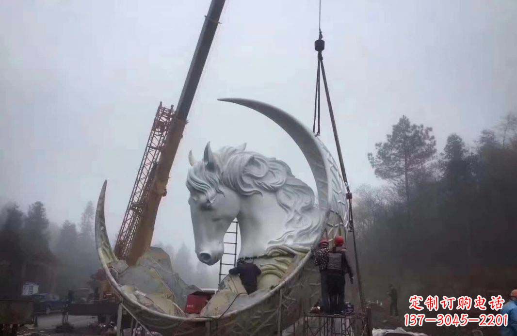 莆田不锈钢月亮和马雕塑