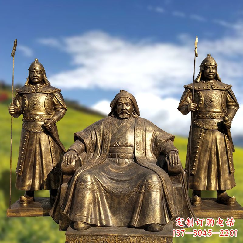 莆田成吉思汗铜雕景观雕塑-玻璃钢仿铜历史名人古代著名人物雕像