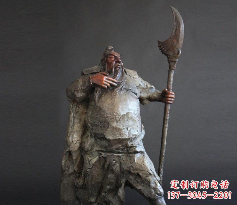 莆田持刀关公招财玻璃钢仿铜雕塑——全新的艺术风格