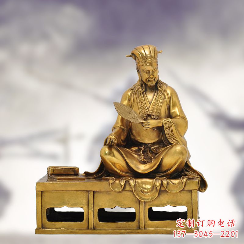 莆田纯铜诸葛亮雕塑象征中国智慧