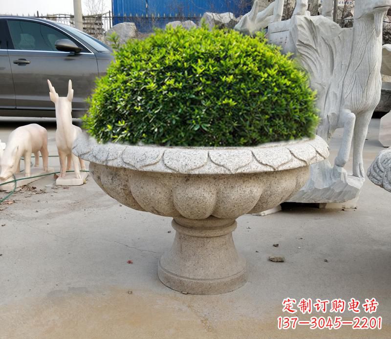 莆田优雅大理石花盆雕塑