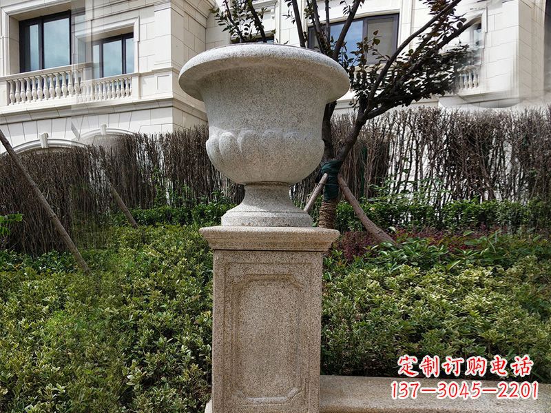 莆田大理石花钵小区花盆石雕艺术品