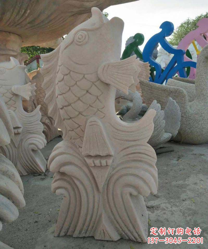 莆田大理石鲤鱼喷泉雕塑