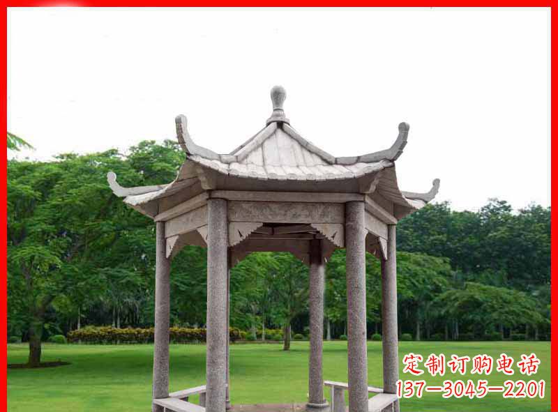 莆田大理石六角凉亭园林景观石雕