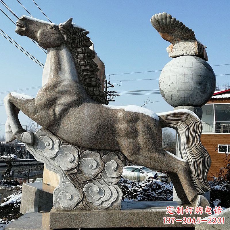 莆田大理石马踏祥云雕塑