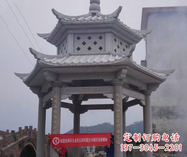莆田大理石双层石雕凉亭——独特的艺术结晶