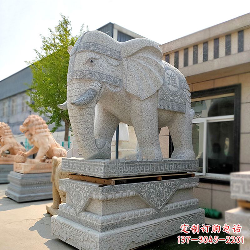莆田大门口石雕大象雕塑