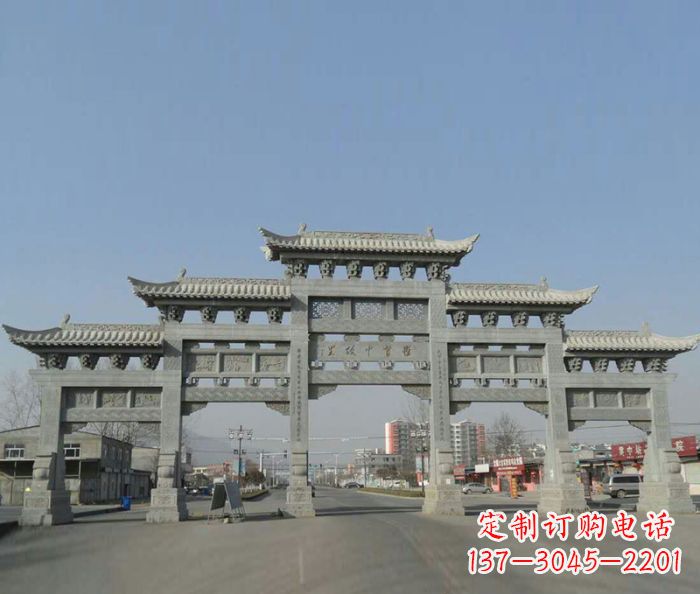 莆田大型五门石雕牌坊 (2)