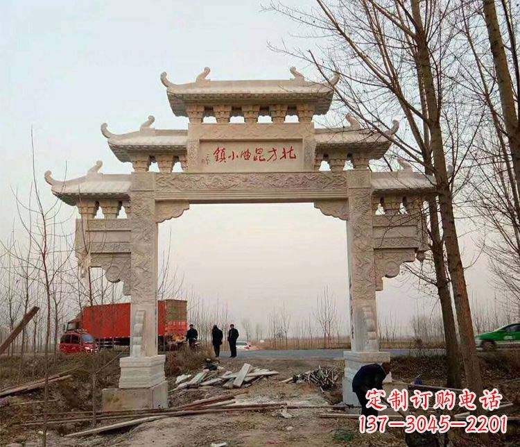 莆田单门大理石牌坊石雕_2