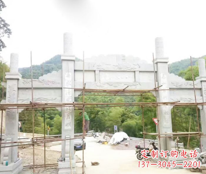 莆田道路三门牌坊石雕 (3)