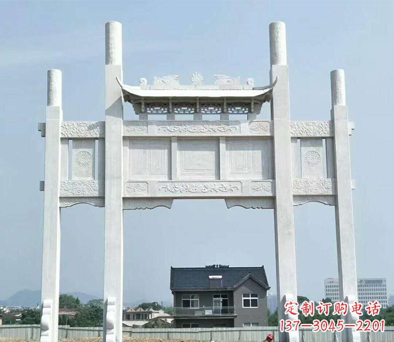 莆田道路三门牌坊石雕 (4)