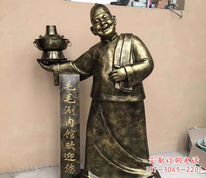 莆田店小二铜雕——精致细腻的艺术之美