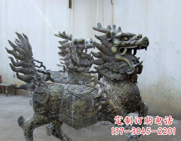 莆田精致手工铜麒麟雕塑