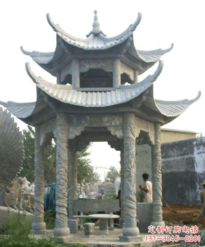莆田传统工艺石雕凉亭,精美细致,给你温馨家园
